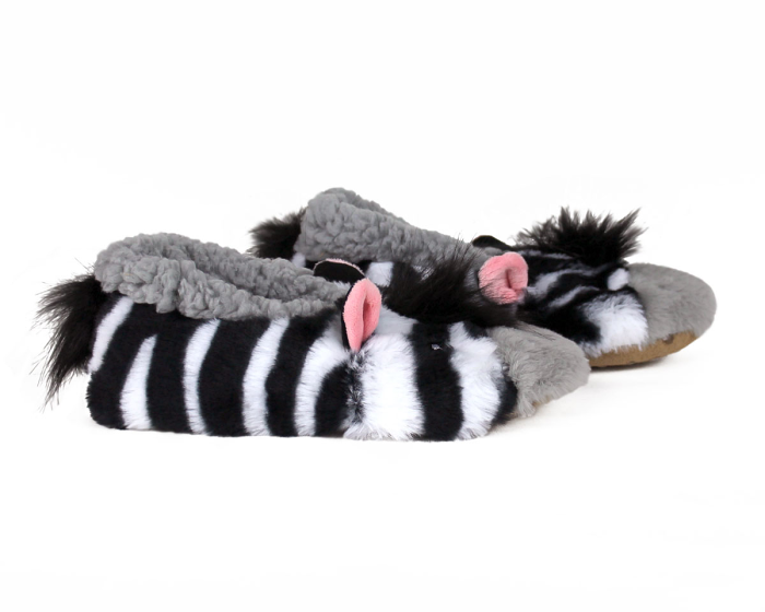 Kids Zebra Sock Slippers Side View