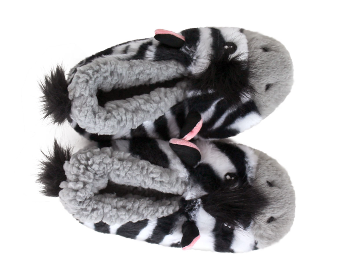 Kids Zebra Sock Slippers Top View