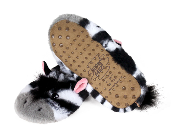 Kids Zebra Sock Slippers Bottom View