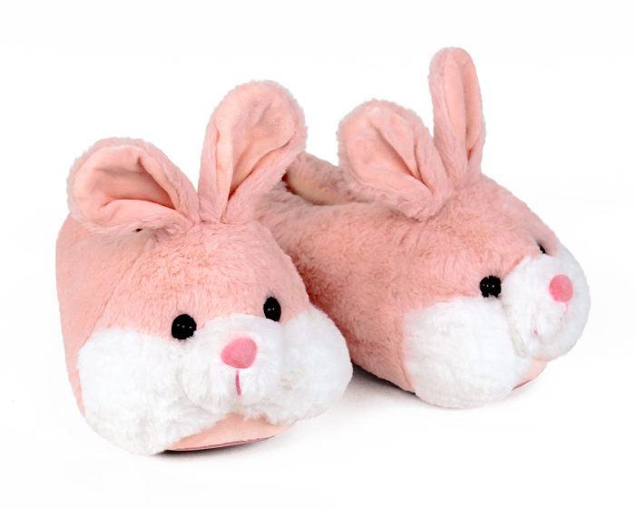 Pink Bunny Slippers 3/4 View