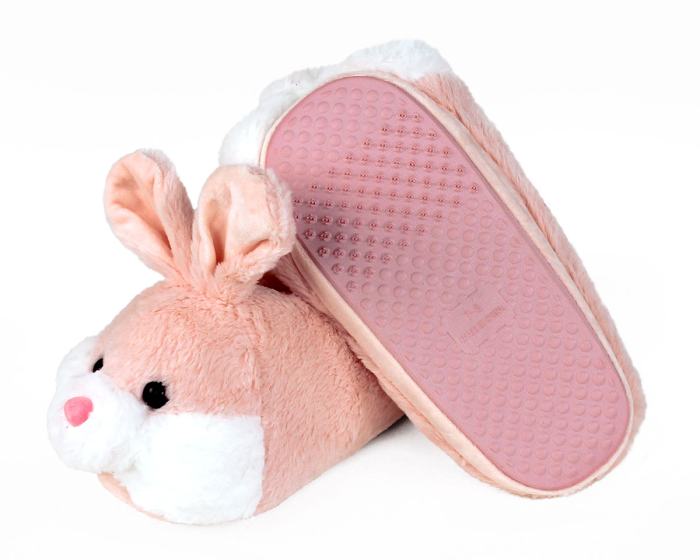 Pink Bunny Slippers Bottom View