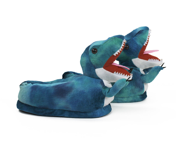 Blue T Rex Slippers Side View