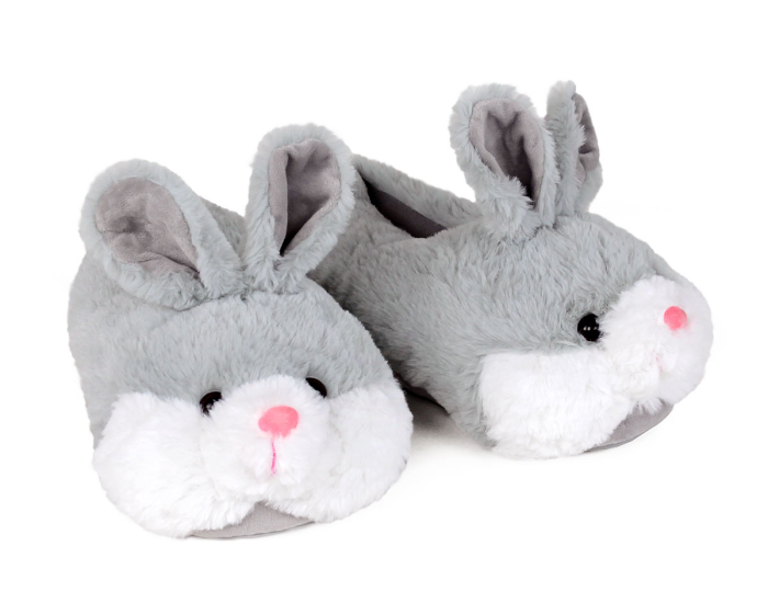 Gray Bunny Slippers 3/4 View