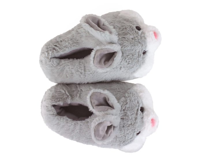 Gray Bunny Slippers Top View