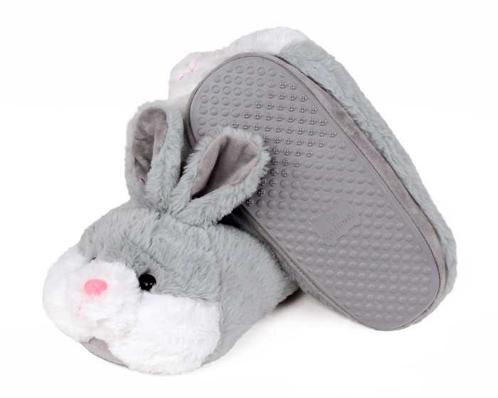 Gray Bunny Slippers Bottom View