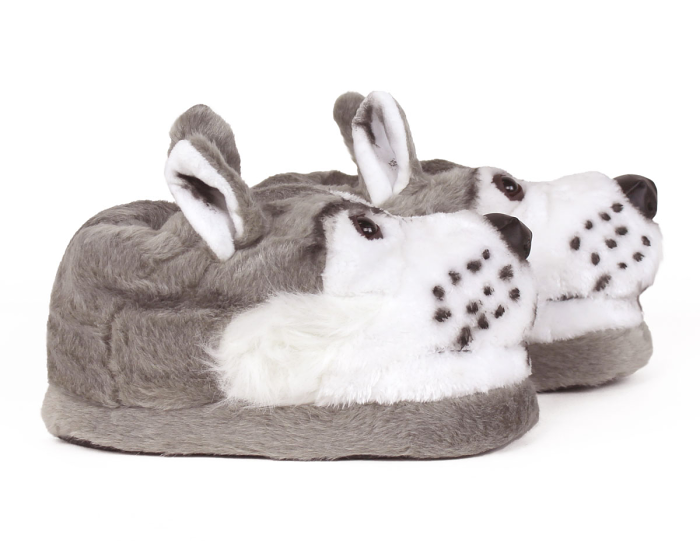 Gray Wolf Slippers Side View