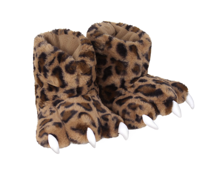 Kids Leopard Paw Slippers 3/4 View