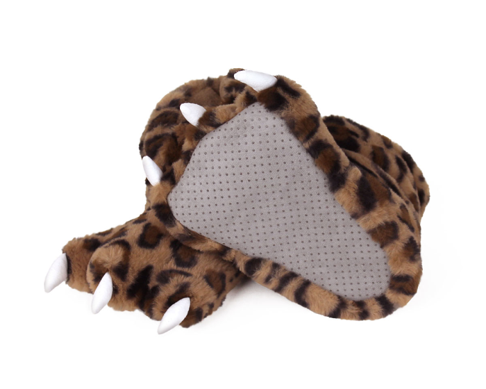 Kids Leopard Paw Slippers Bottom View