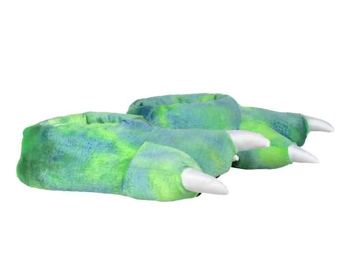 Green Dinosaur Feet Slippers Side View