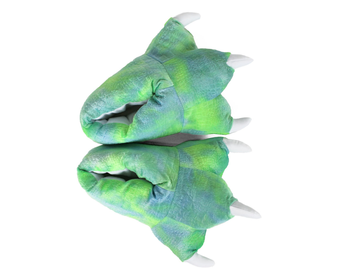 Green Dinosaur Feet Slippers Top View