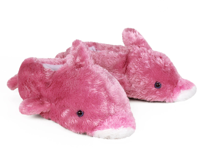 Pink Dolphin Animal Slippers 3/4 View