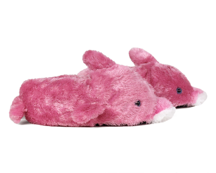 Pink Dolphin Animal Slippers Side View