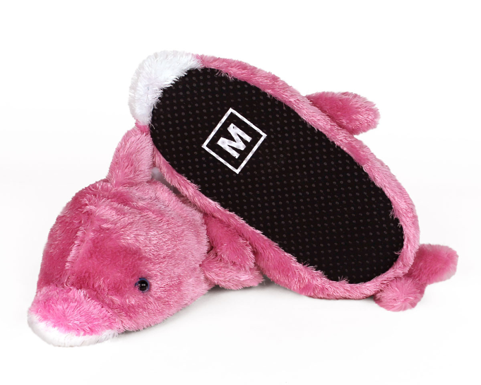 Pink Dolphin Animal Slippers Bottom View