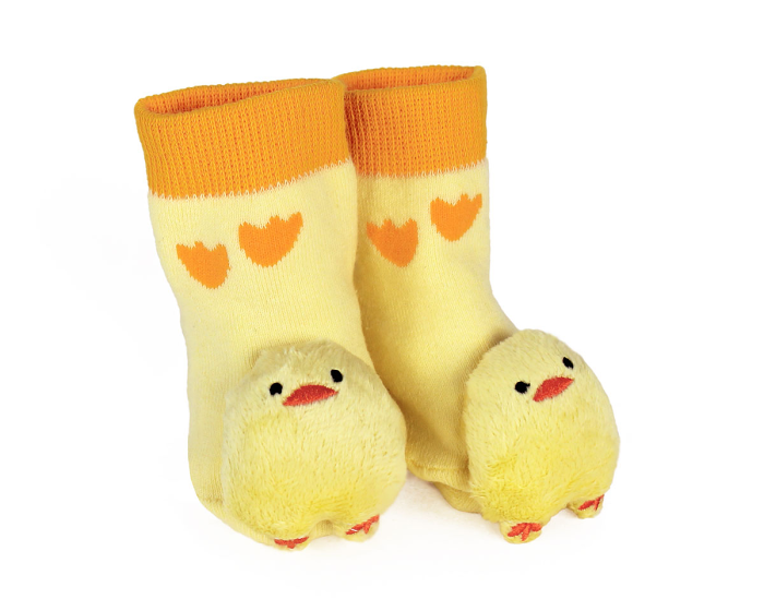 Chick Baby Rattle Socks 3/4 View