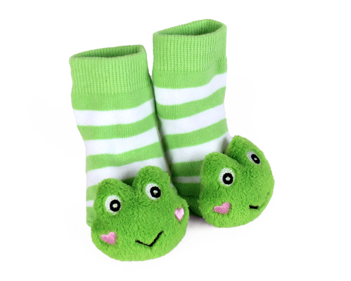 Frog Baby Rattle Socks 3/4 View