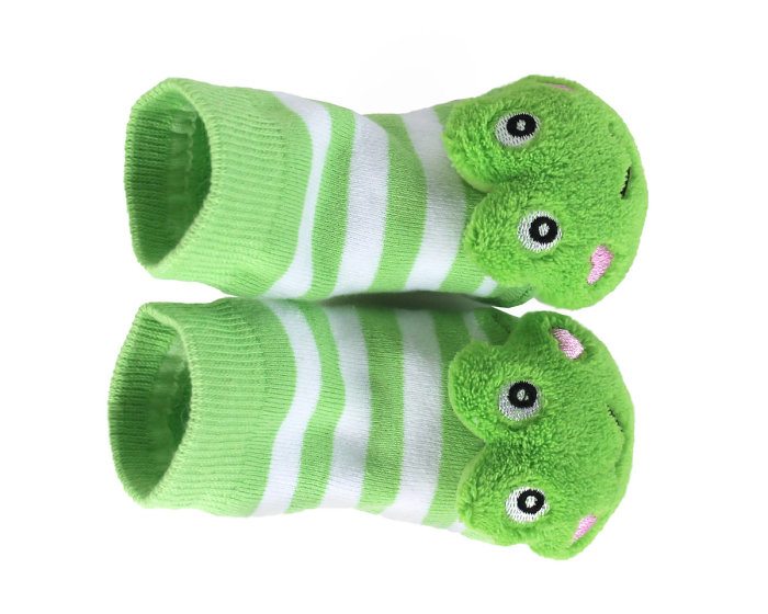 Frog Baby Rattle Socks Top View