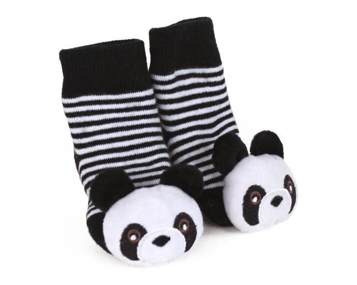 Panda Baby Rattle Socks 3/4 View