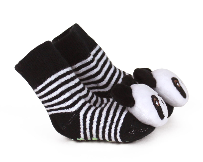Panda Baby Rattle Socks Side View