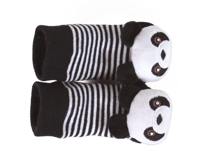 Panda Baby Rattle Socks Top View