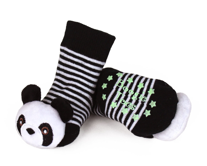 Panda Baby Rattle Socks Bottom View