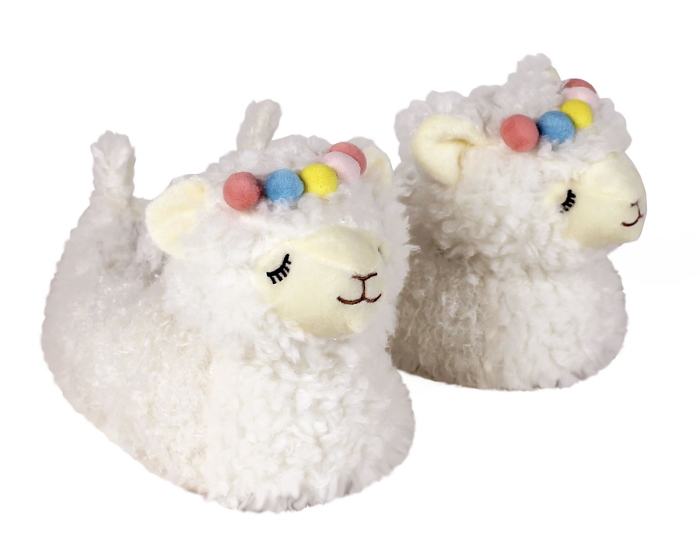 White Llama Slippers 3/4 View