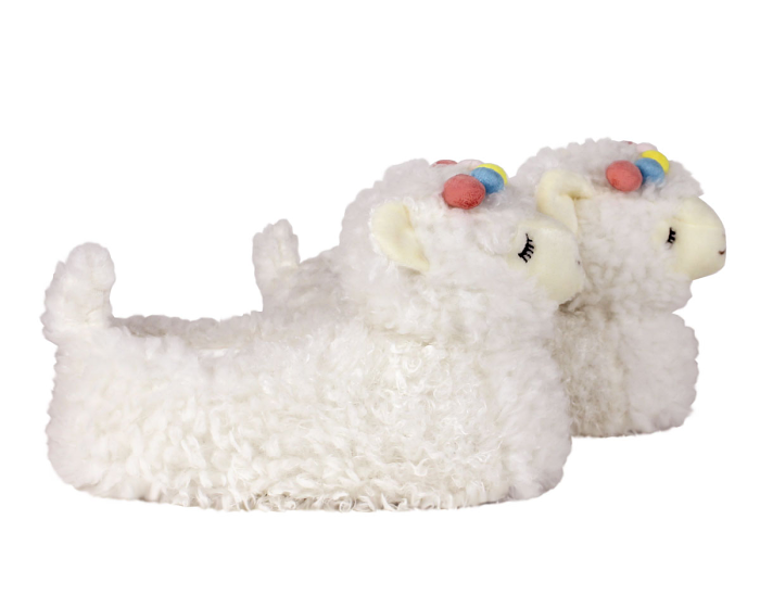 White Llama Slippers Side View