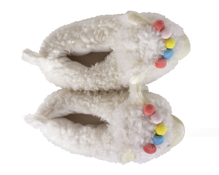 White Llama Slippers Top View