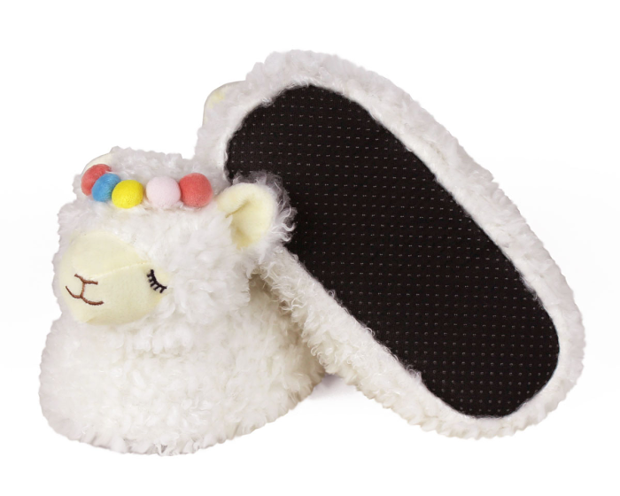 White Llama Slippers Bottom View