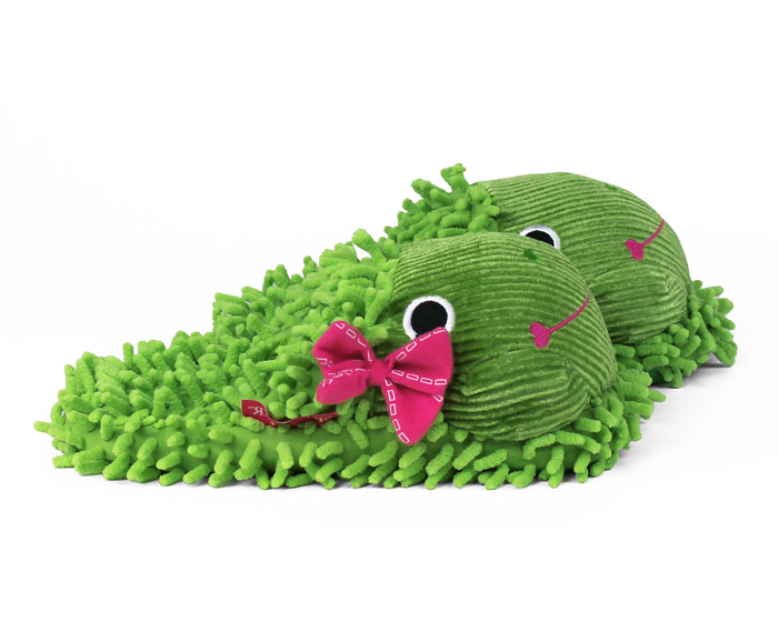 Fuzzy Frog Slippers Side View
