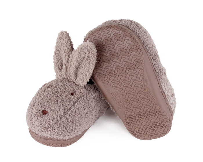 Kids Brown Bunny Slippers Bottom View