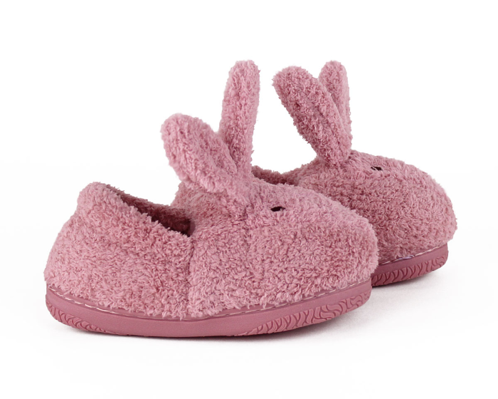 Kids Pink Bunny Slippers Side View