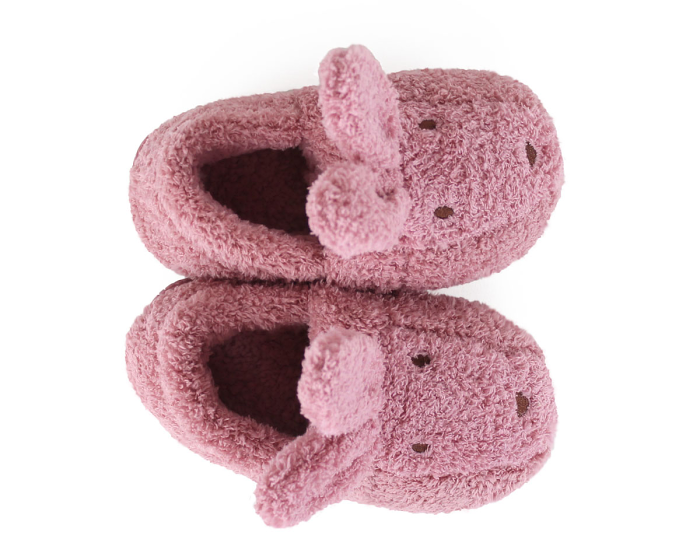 Kids Pink Bunny Slippers Top View