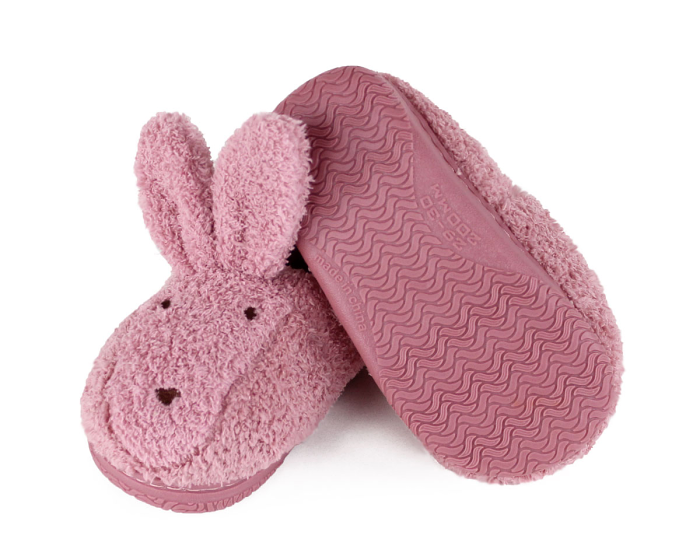 Kids Pink Bunny Slippers Bottom View