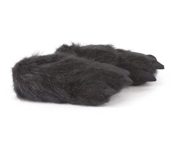 Kids Black Bear Paw Slippers Side View