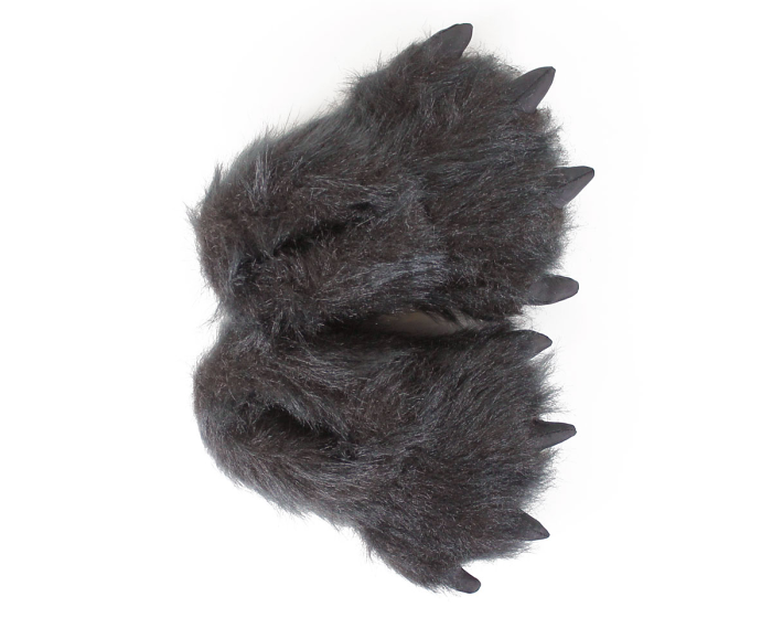 Kids Black Bear Paw Slippers Top View