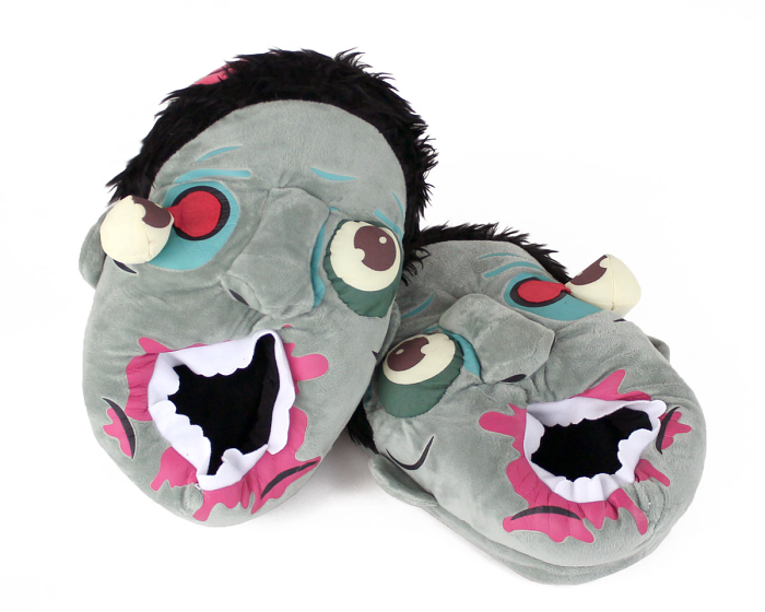 Blue Zombie Slippers 3/4 View