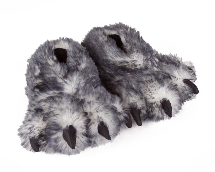 Kids Wolf Paw Slippers 3/4 View