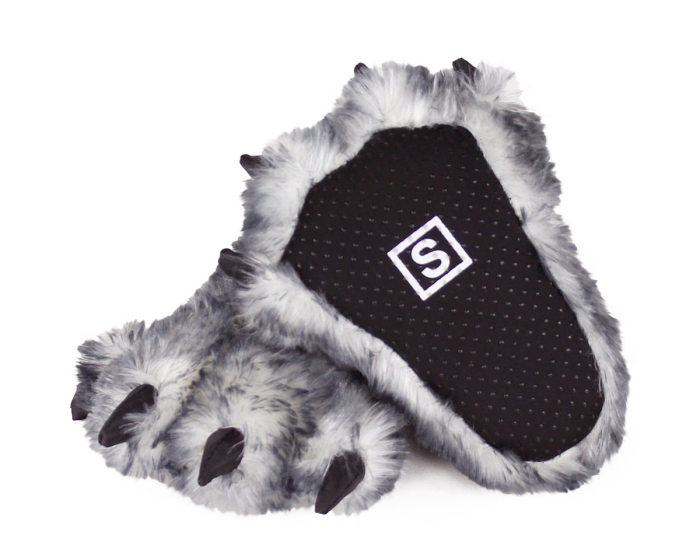 Kids Wolf Paw Slippers Bottom View