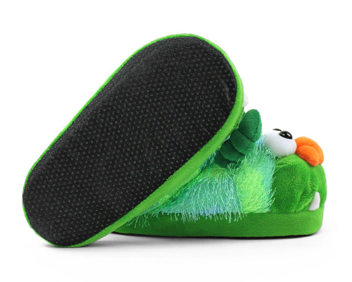 Kids Green Monster Slippers Bottom View