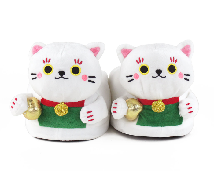 Maneki Neko Lucky Cat Slippers Detail View