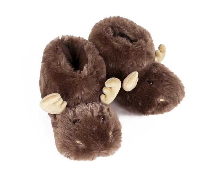 Kids Cozy Moose Slippers 3/4 View