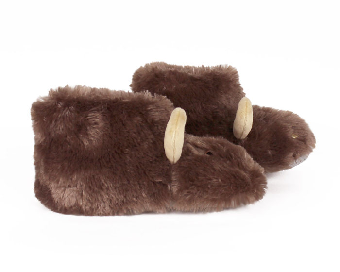 Kids Cozy Moose Slippers Side View