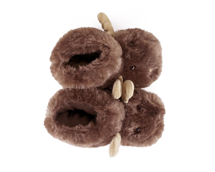 Kids Cozy Moose Slippers Top View