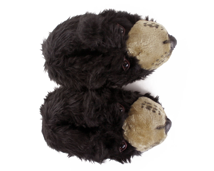 Black Bear Head Slippers Top View