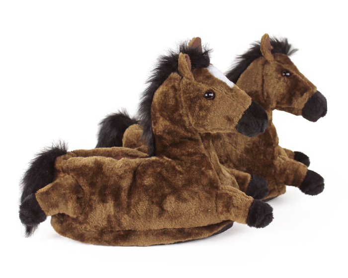 Brown Horse Slippers Side View