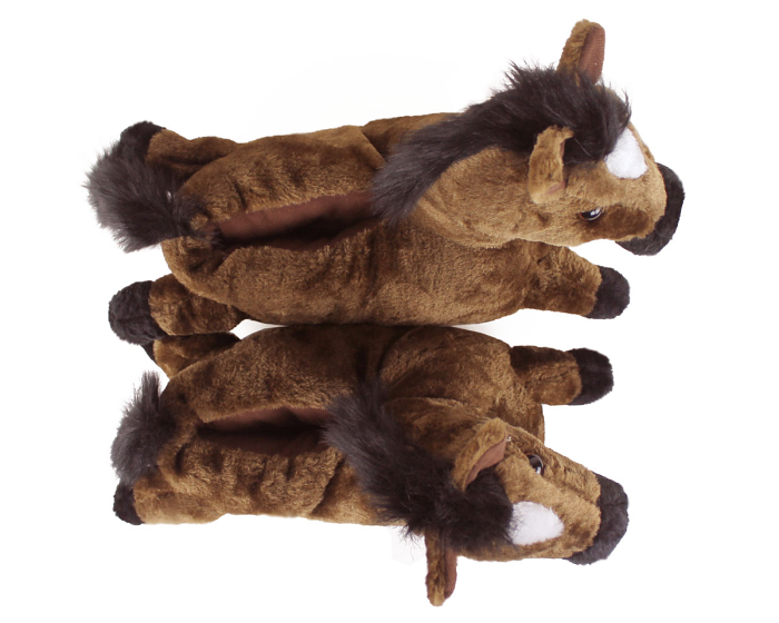 Brown Horse Slippers Top View