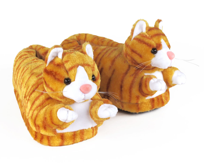 Orange Tabby Cat Slippers 3/4 View