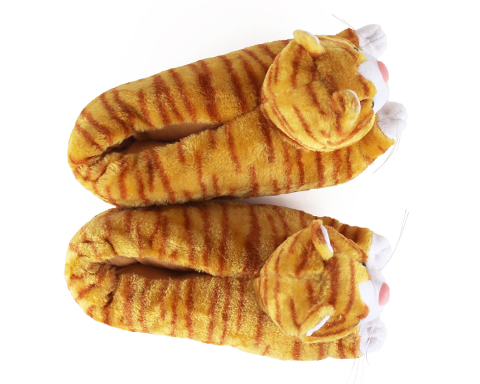 Orange Tabby Cat Slippers Top View