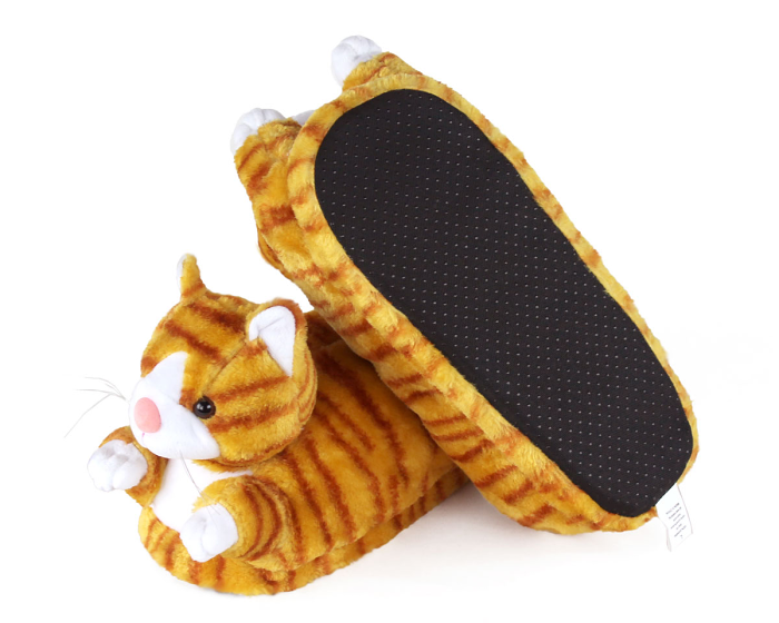 Orange Tabby Cat Slippers Bottom View