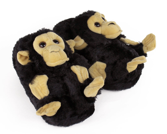 Black Monkey Animal Slippers 3/4 View